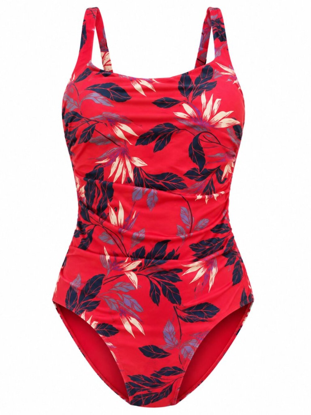 Athleta Red Floral Ruched One Piece Swimsuit Sz M